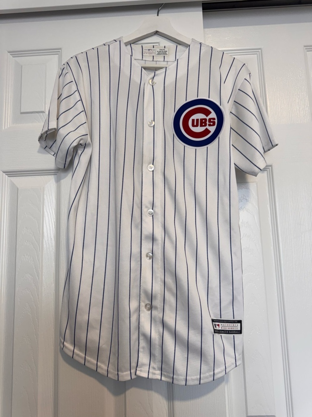 Youth XL / Men’s S - #44 RIZZO Chicago Cubs White / Pinstripe Baseball Jersey
